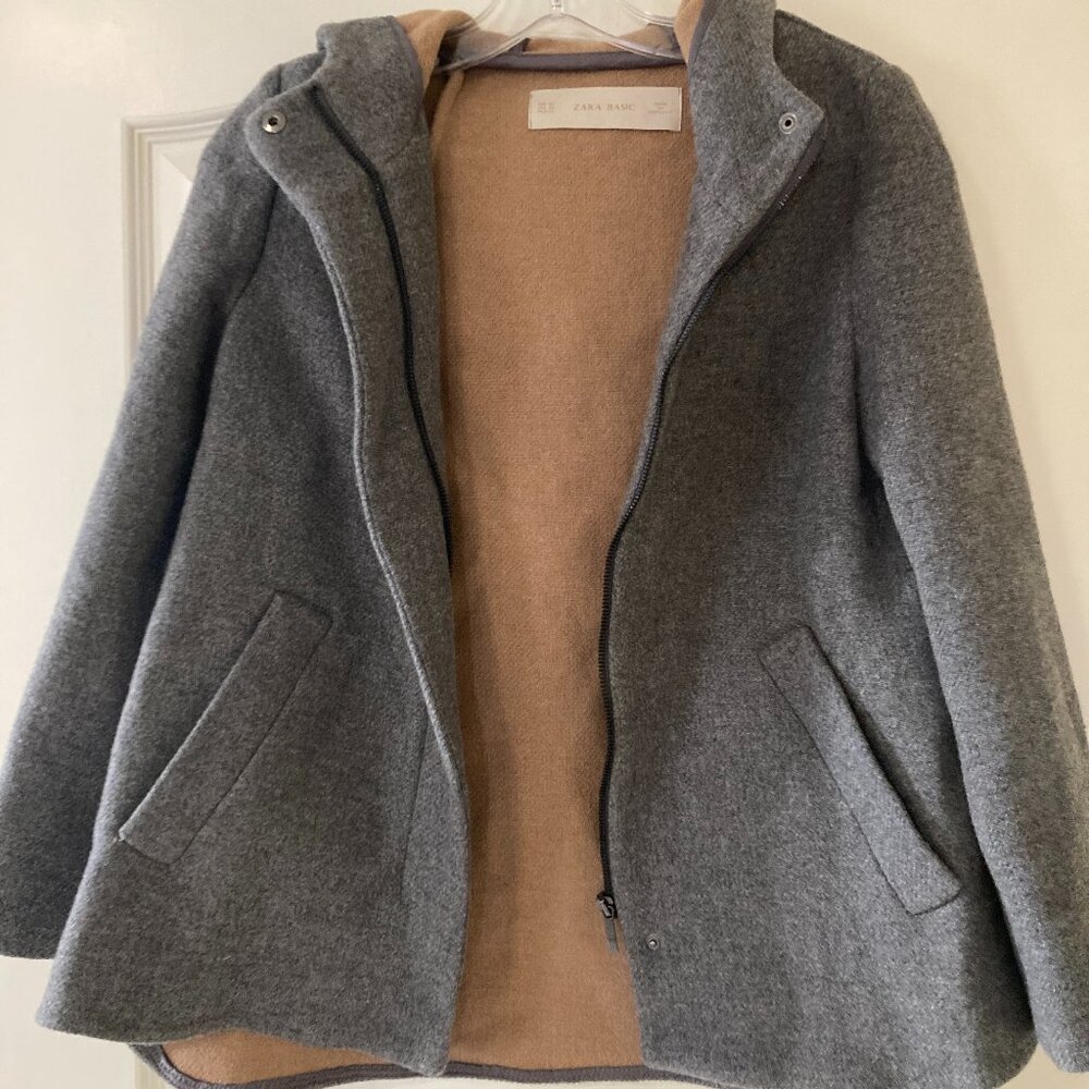 Zara Basic Hooded Wool Coat - image 2